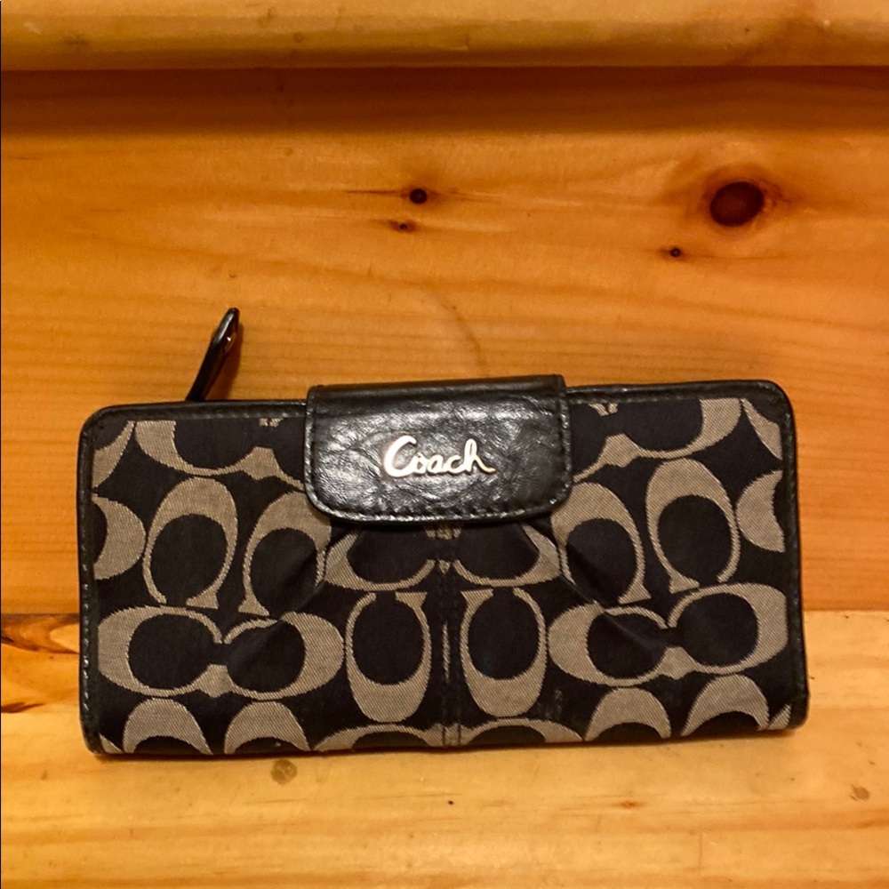Coach Signature Black and Gray Wallet